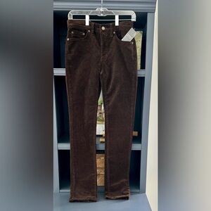 NWT Ralph Lauren Classic Mid Rise Straight Leg Corduroy Pants Woman Sz 4 Brown